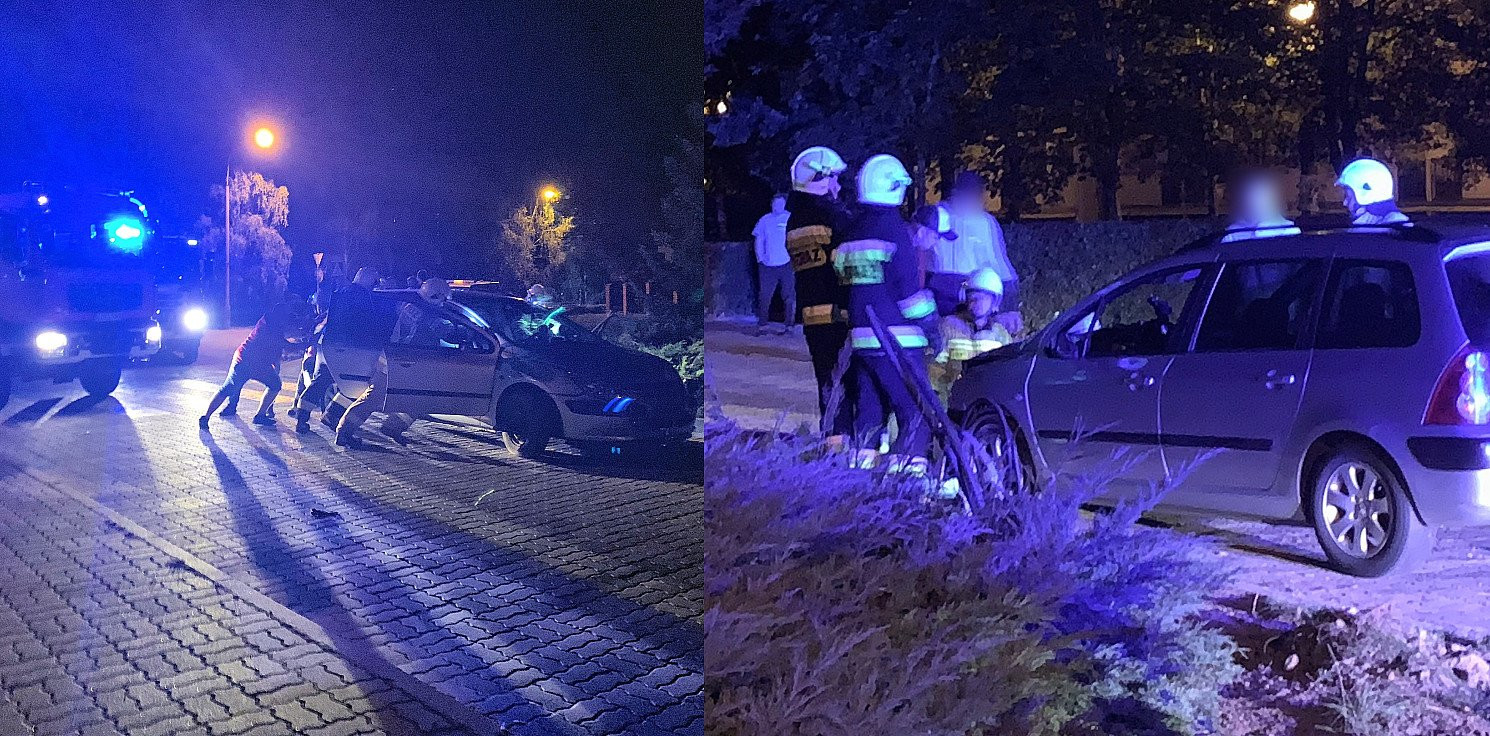 Janikowo.online - Nocna kraksa na rondzie w Janikowie