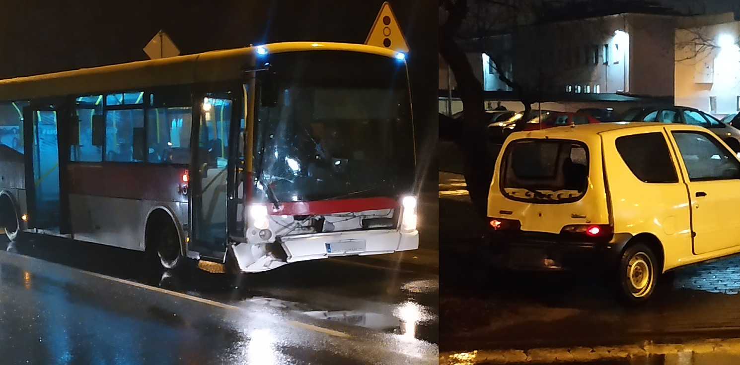 Inowrocław - Zderzenie autobusu z fiatem seicento