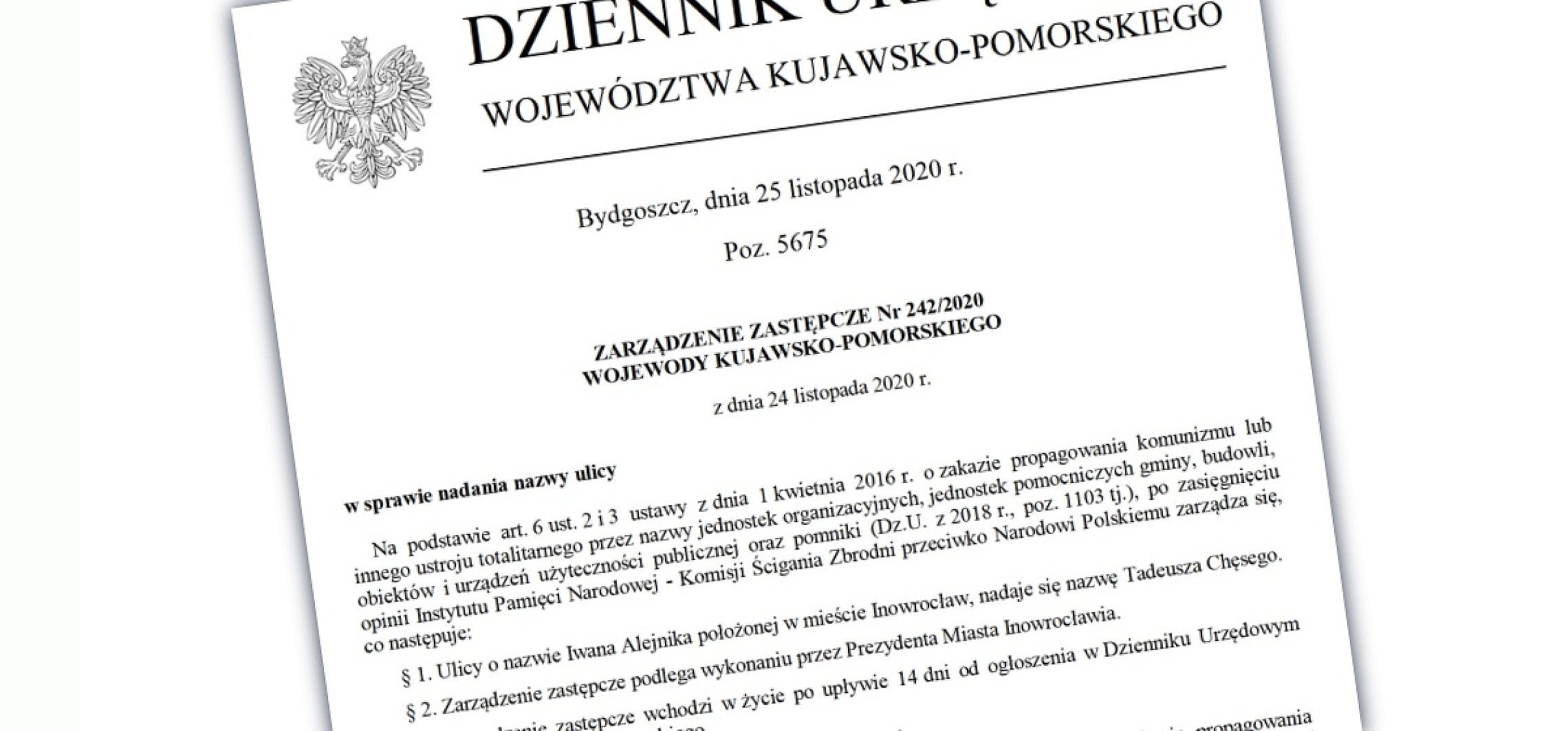 Inowrocław - Wojewoda wydał zarządzenie ws. ul. Alejnika