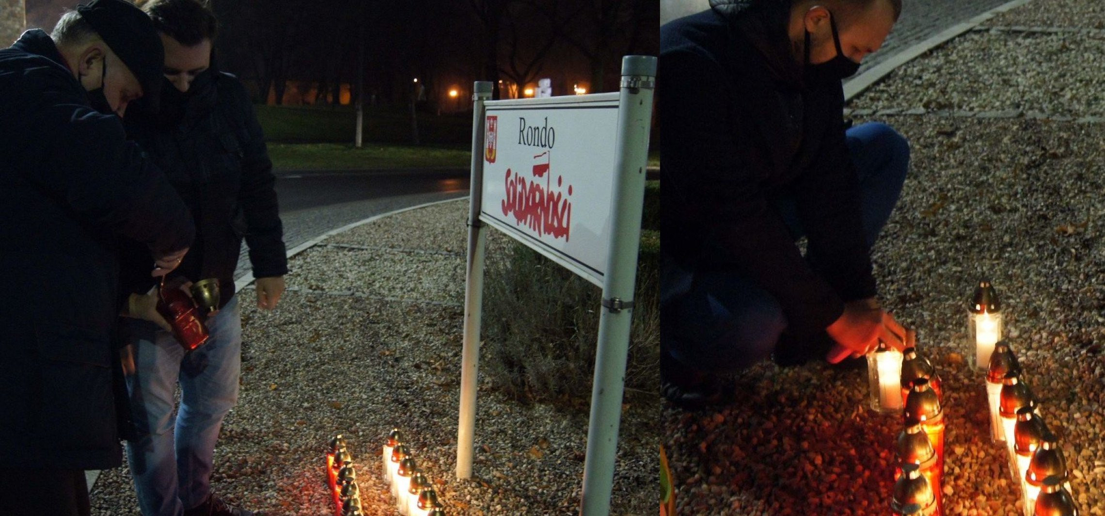 Inowrocław - Na Rondzie Solidarności zapłonęly znicze