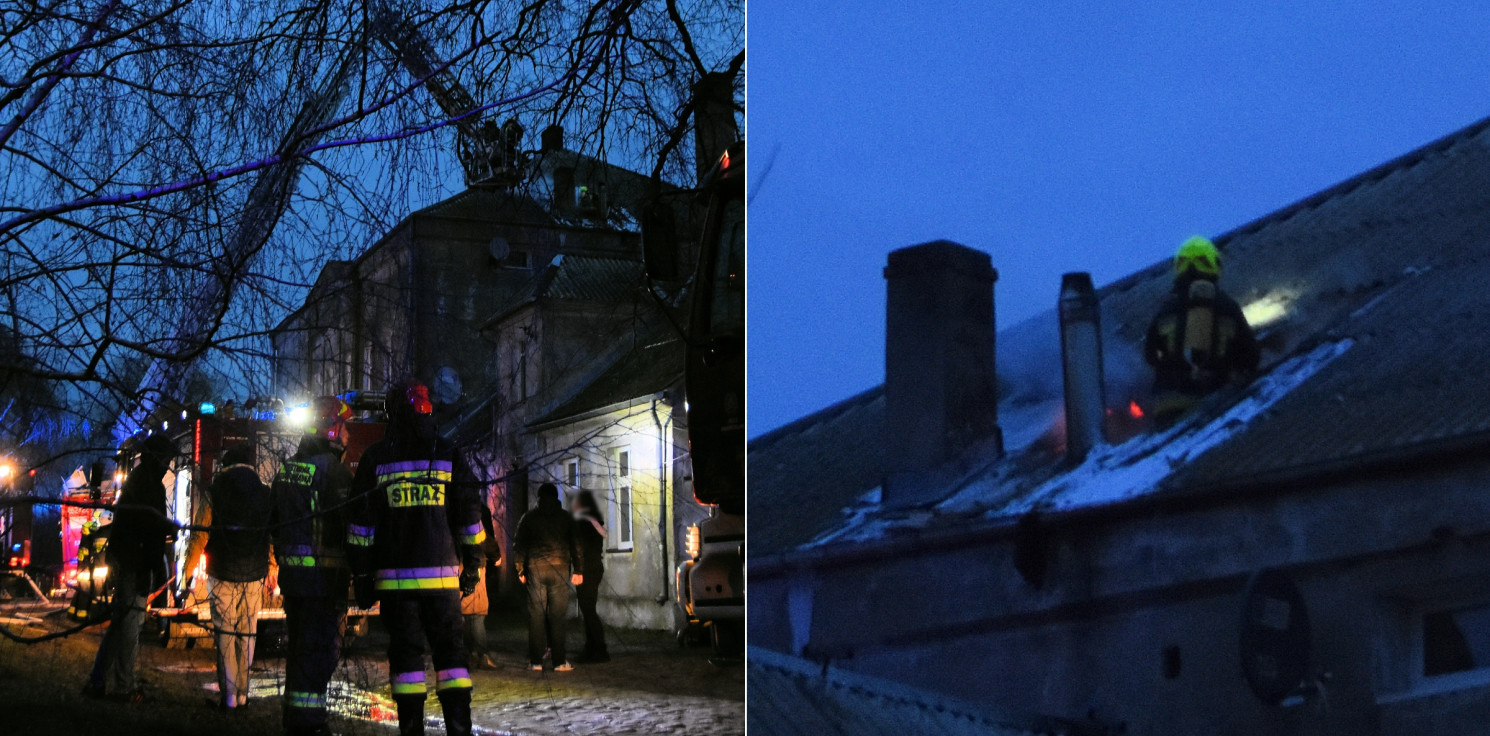 Gniewkowo.online - Pożar dachu w pałacu w Skalmierowicach