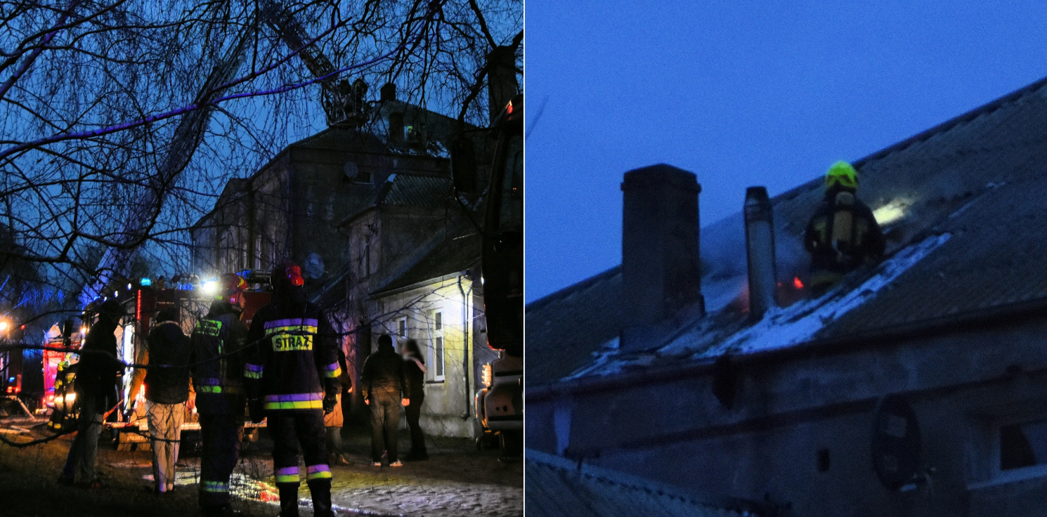Gniewkowo.online - Pożar dachu w pałacu w Skalmierowicach